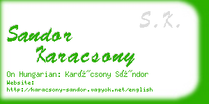 sandor karacsony business card